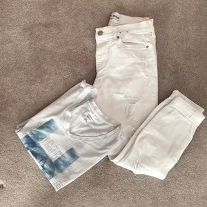 Express White Distressed Super Stretch Jeans